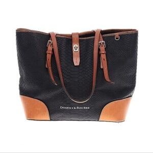 Dooney & Bourke Black and Brown Python Leather Tote with Textured Body